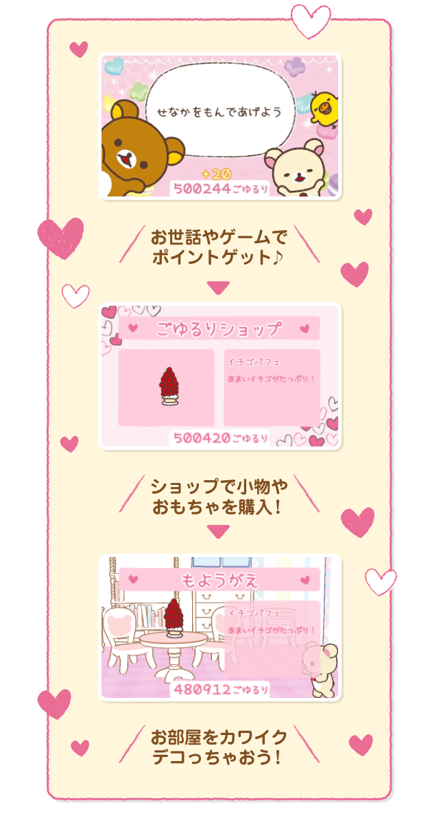 お世話やゲームでポイントゲット
